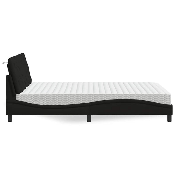 vidaXL Bed with Mattress Black 140x200 cm Fabric