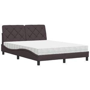 vidaXL Bed with Mattress Dark Brown 140x200 cm Fabric