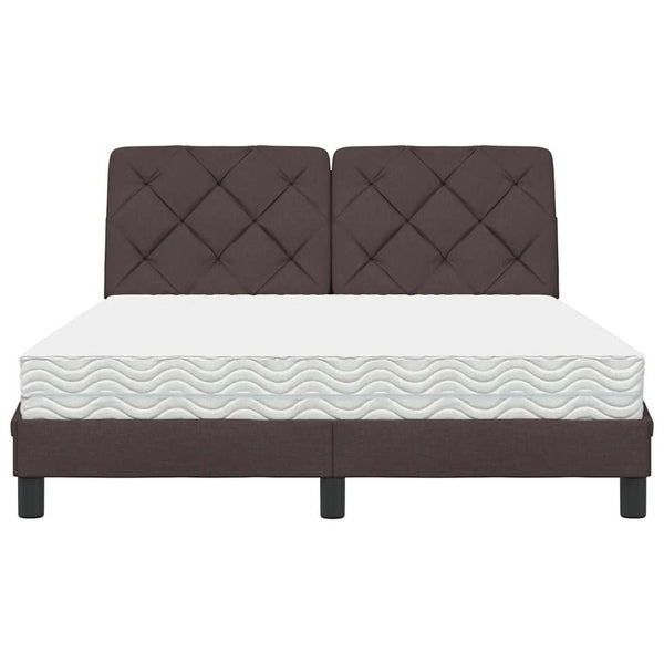 vidaXL Bed with Mattress Dark Brown 140x200 cm Fabric