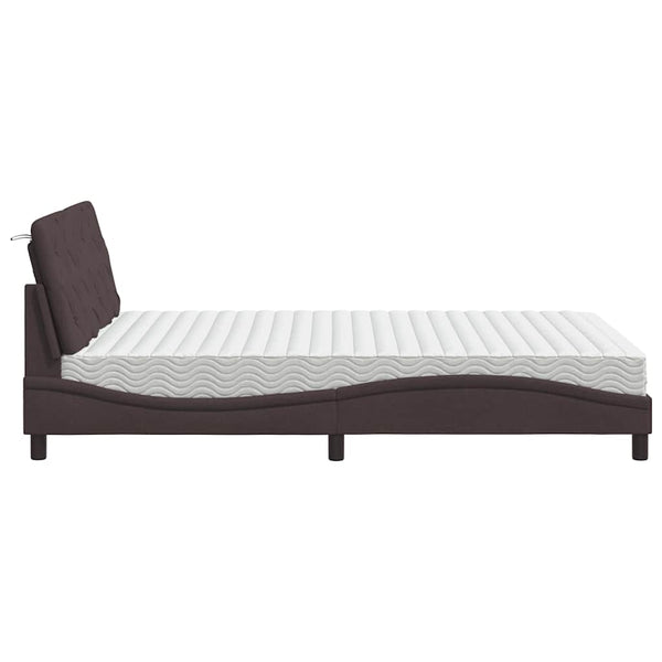 vidaXL Bed with Mattress Dark Brown 140x200 cm Fabric