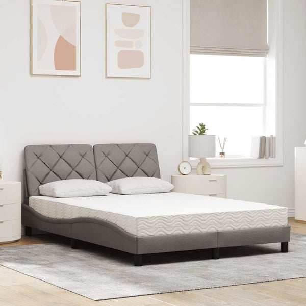 vidaXL Bed with Mattress Taupe 140x200 cm Fabric