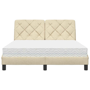 vidaXL Bed with Mattress Cream 140x200 cm Fabric