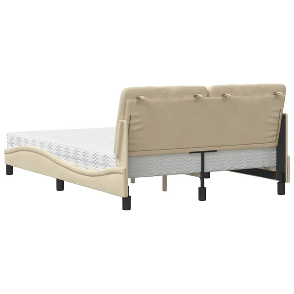 vidaXL Bed with Mattress Cream 140x200 cm Fabric