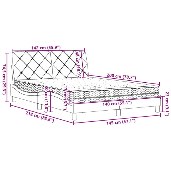 vidaXL Bed with Mattress Blue 140x200 cm Fabric