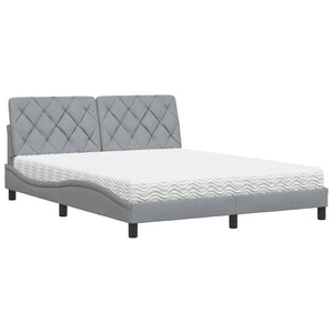 vidaXL Bed with Mattress Light Gray 160x200 cm Fabric