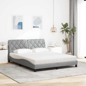 vidaXL Bed with Mattress Light Gray 160x200 cm Fabric