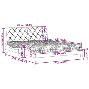 vidaXL Bed with Mattress Light Gray 160x200 cm Fabric