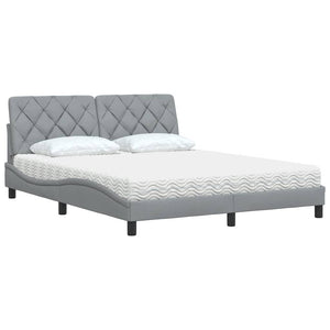 vidaXL Bed with Mattress Light Gray 160x200 cm Fabric