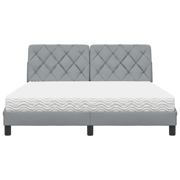 vidaXL Bed with Mattress Light Gray 160x200 cm Fabric