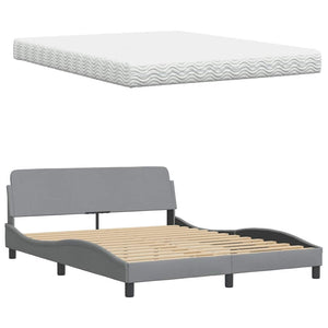 vidaXL Bed with Mattress Light Gray 160x200 cm Fabric