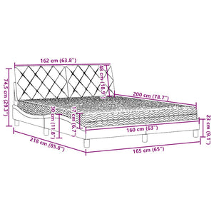 vidaXL Bed with Mattress Dark Grey 160x200 cm Fabric