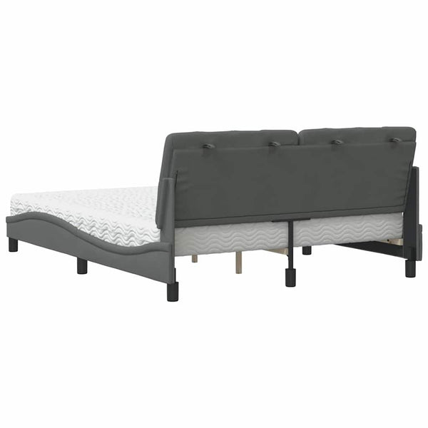 vidaXL Bed with Mattress Dark Grey 160x200 cm Fabric