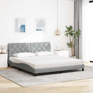 vidaXL Bed with Mattress Light Grey 180x200 cm Fabric