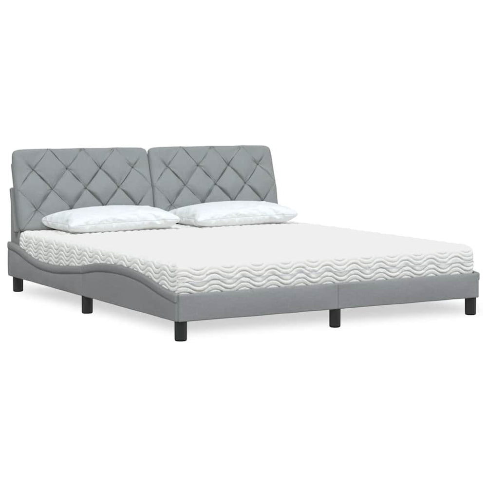 vidaXL Bed with Mattress Light Grey 180x200 cm Fabric