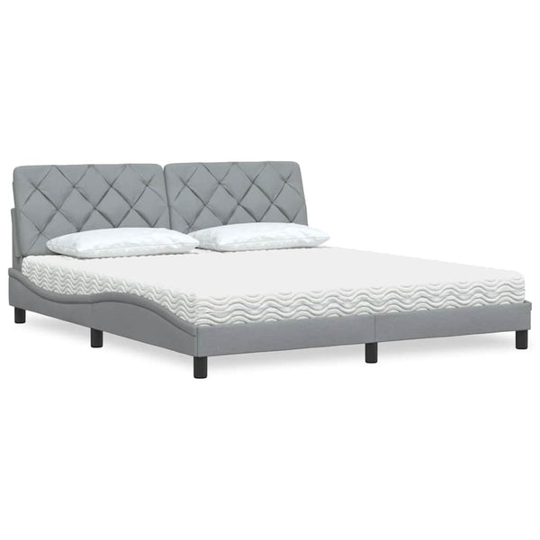 vidaXL Bed with Mattress Light Grey 180x200 cm Fabric