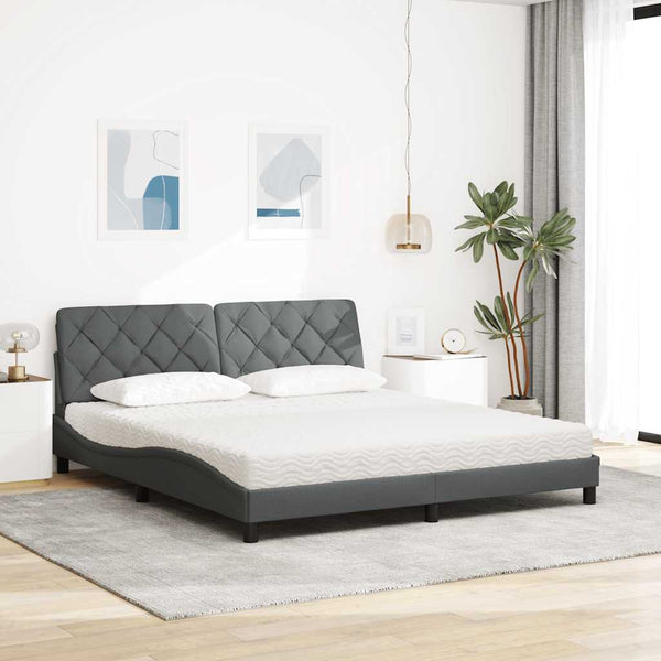 vidaXL Bed with Mattress Dark Grey 180x200 cm Fabric