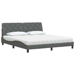 vidaXL Bed with Mattress Dark Grey 180x200 cm Fabric