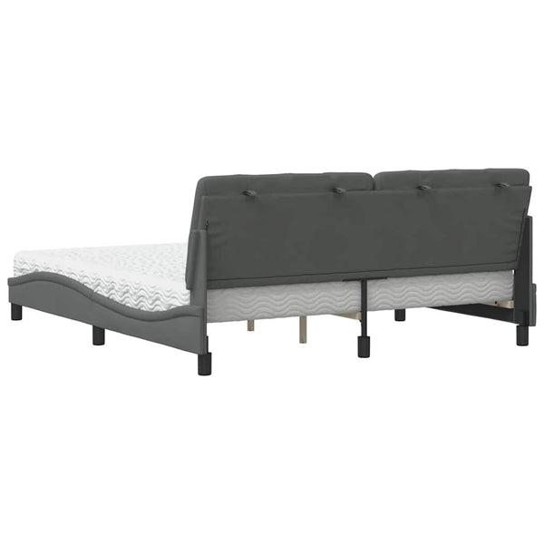 vidaXL Bed with Mattress Dark Grey 180x200 cm Fabric