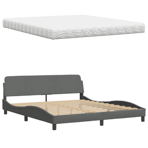 vidaXL Bed with Mattress Dark Grey 180x200 cm Fabric