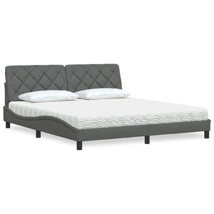 vidaXL Bed with Mattress Dark Grey 180x200 cm Fabric