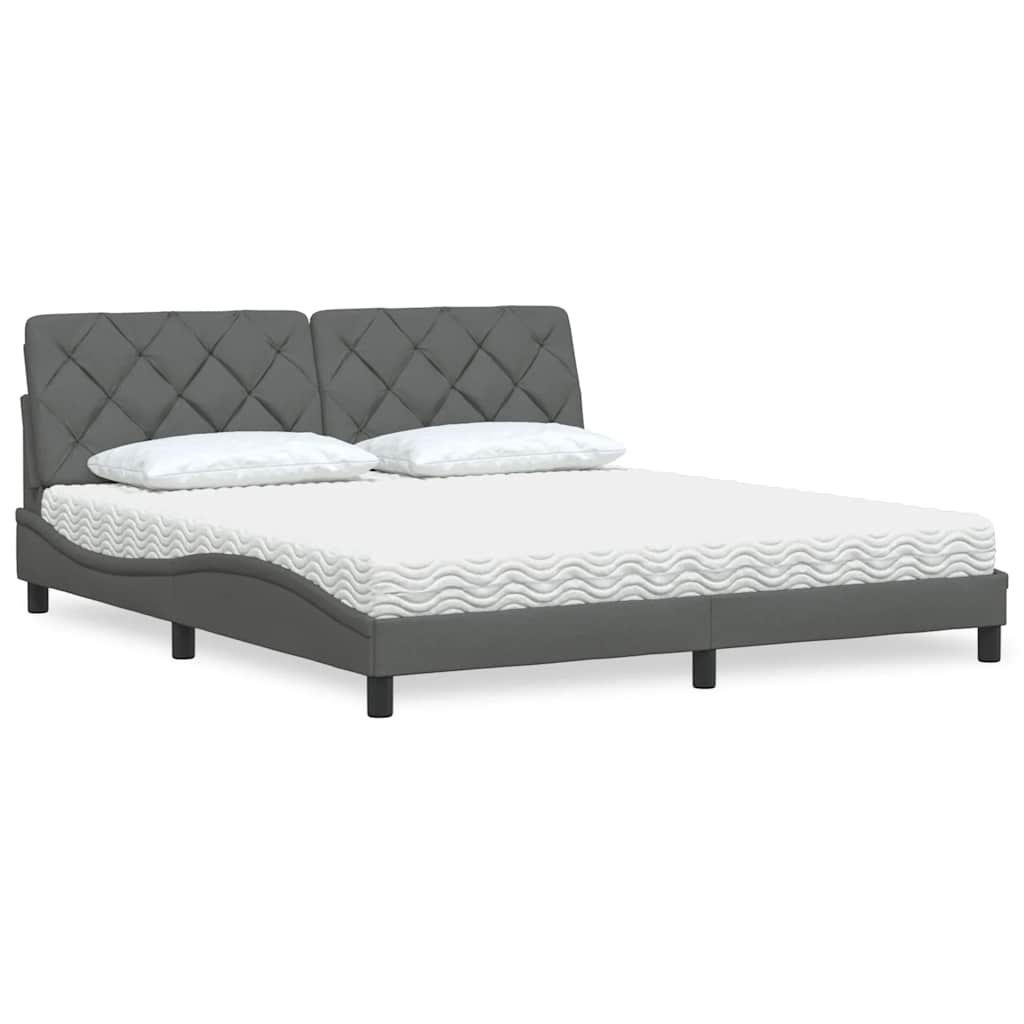 vidaXL Bed with Mattress Dark Grey 180x200 cm Fabric