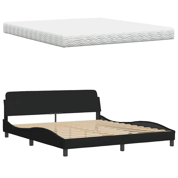 vidaXL Bed with Mattress Black 180x200 cm Fabric