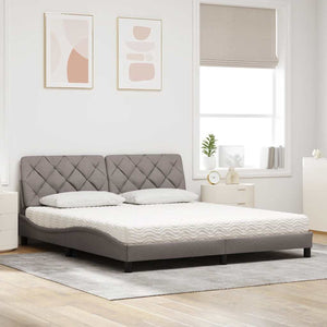 vidaXL Bed with Mattress Taupe 180x200 cm Fabric