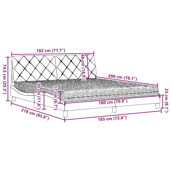 vidaXL Bed with Mattress Taupe 180x200 cm Fabric
