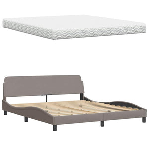 vidaXL Bed with Mattress Taupe 180x200 cm Fabric