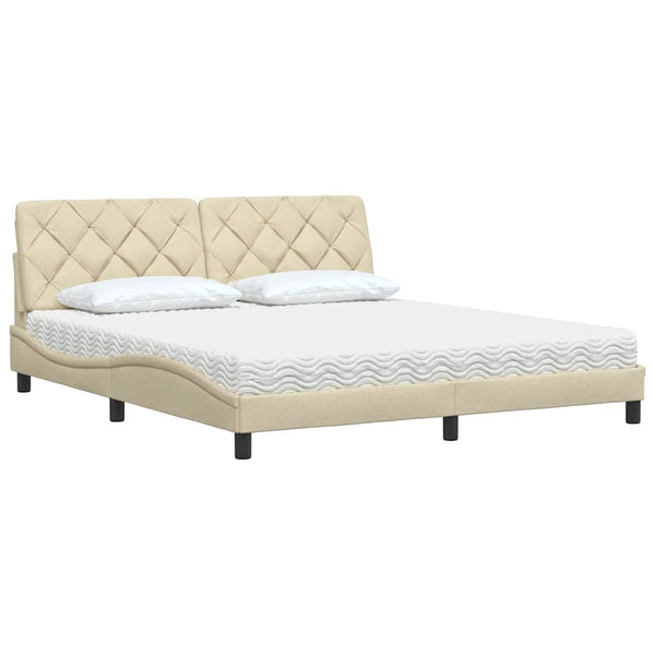 vidaXL Bed with Mattress Cream 180x200 cm Fabric