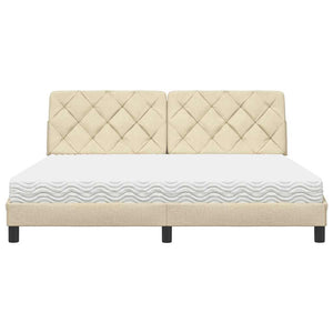 vidaXL Bed with Mattress Cream 180x200 cm Fabric