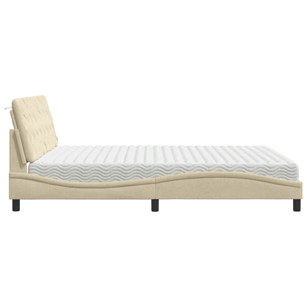 vidaXL Bed with Mattress Cream 180x200 cm Fabric