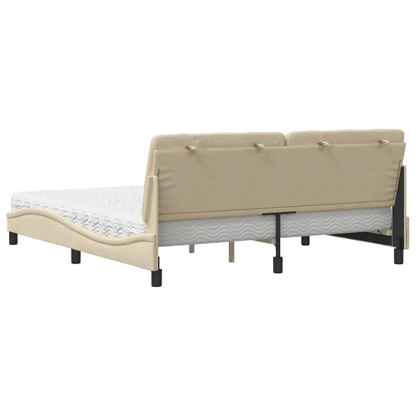vidaXL Bed with Mattress Cream 180x200 cm Fabric