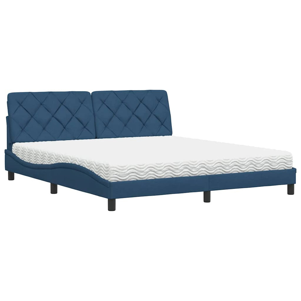 vidaXL Bed with Mattress Blue 180x200 cm Fabric
