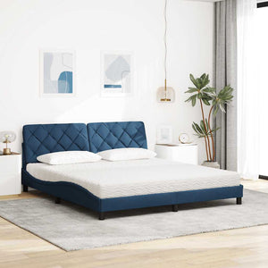 vidaXL Bed with Mattress Blue 180x200 cm Fabric