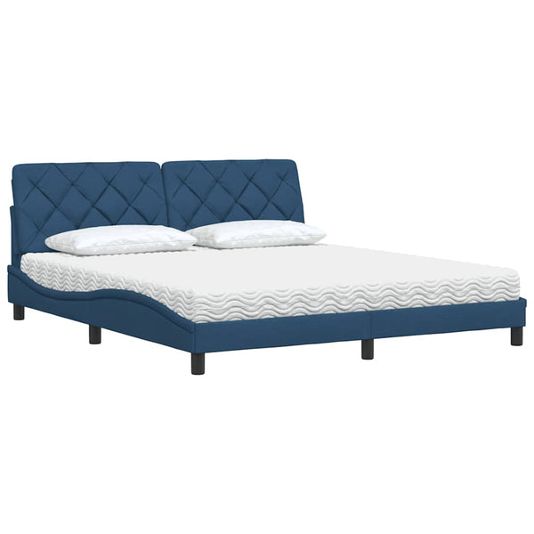 vidaXL Bed with Mattress Blue 180x200 cm Fabric
