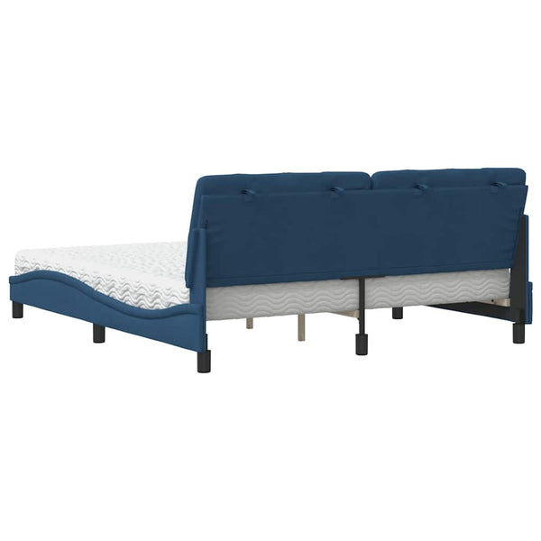 vidaXL Bed with Mattress Blue 180x200 cm Fabric