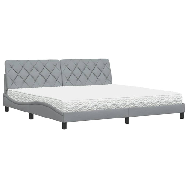 vidaXL Bed with Mattress Light Gray 200x200 cm Fabric
