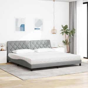vidaXL Bed with Mattress Light Gray 200x200 cm Fabric