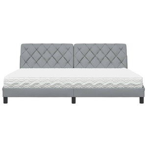 vidaXL Bed with Mattress Light Gray 200x200 cm Fabric