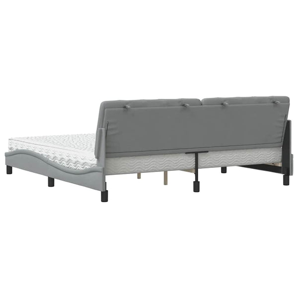 vidaXL Bed with Mattress Light Gray 200x200 cm Fabric
