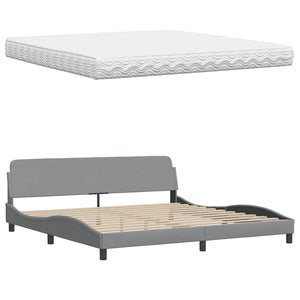 vidaXL Bed with Mattress Light Gray 200x200 cm Fabric