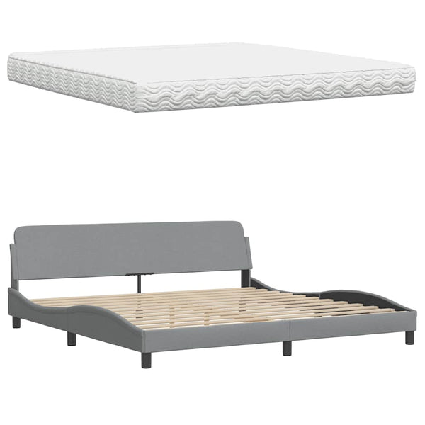vidaXL Bed with Mattress Light Gray 200x200 cm Fabric