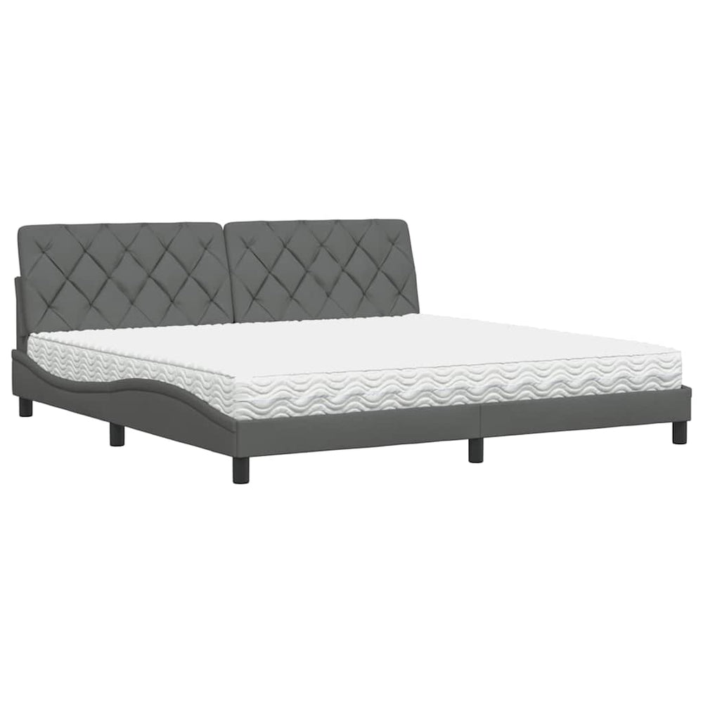 vidaXL Bed with Mattress Dark Gray 200x200 cm Fabric
