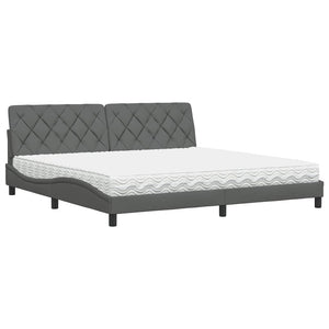 vidaXL Bed with Mattress Dark Gray 200x200 cm Fabric
