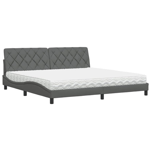 vidaXL Bed with Mattress Dark Gray 200x200 cm Fabric