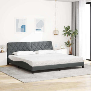 vidaXL Bed with Mattress Dark Gray 200x200 cm Fabric