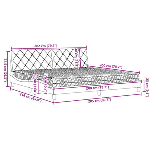 vidaXL Bed with Mattress Dark Gray 200x200 cm Fabric