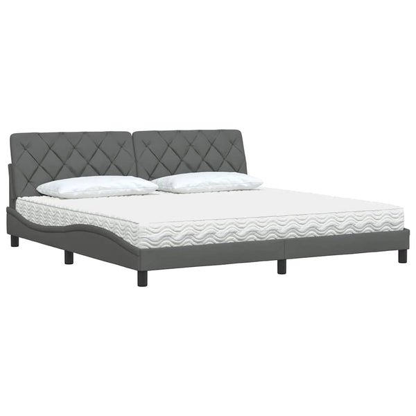 vidaXL Bed with Mattress Dark Gray 200x200 cm Fabric