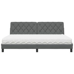 vidaXL Bed with Mattress Dark Gray 200x200 cm Fabric